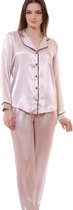 Satijn Dames Pyjama Set Oudroze Maat S