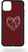 Geometric burgundy heart Telefoonhoesje - Apple iPhone 11 Pro Max