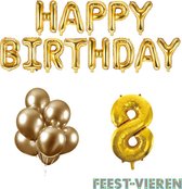 8 jaar Verjaardag Versiering Ballon Pakket Goud