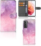 Telefoonhoesje Geschikt voor Samsung Galaxy S21 Flipcase Pink Purple Paint