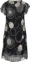 Cassis - Female - Jurk in voile met cirkelmotief  - Zwart