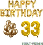 33 jaar Verjaardag Versiering Ballon Pakket Goud