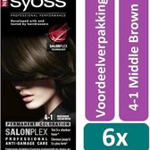 Syoss Colors - 4-1 Middle Brown - Haarverf - 6 stuks - Voordeelverpakking