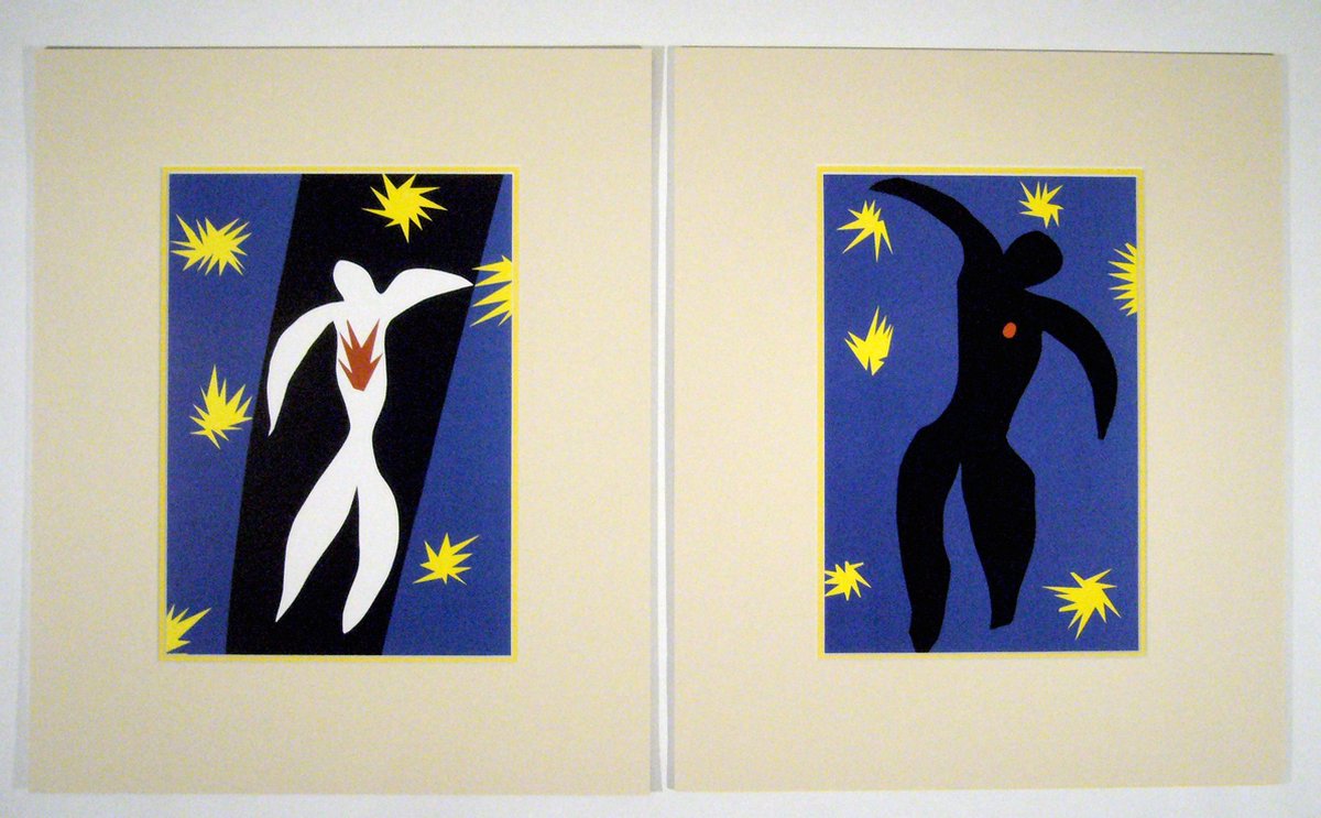 Catch Projecten Perfecte set van 2 Posters in dubbel passe-partout - Henri Matisse - Icarus, 1943 & La Chute - Kunst -2x 50 x 60 cm Kleur