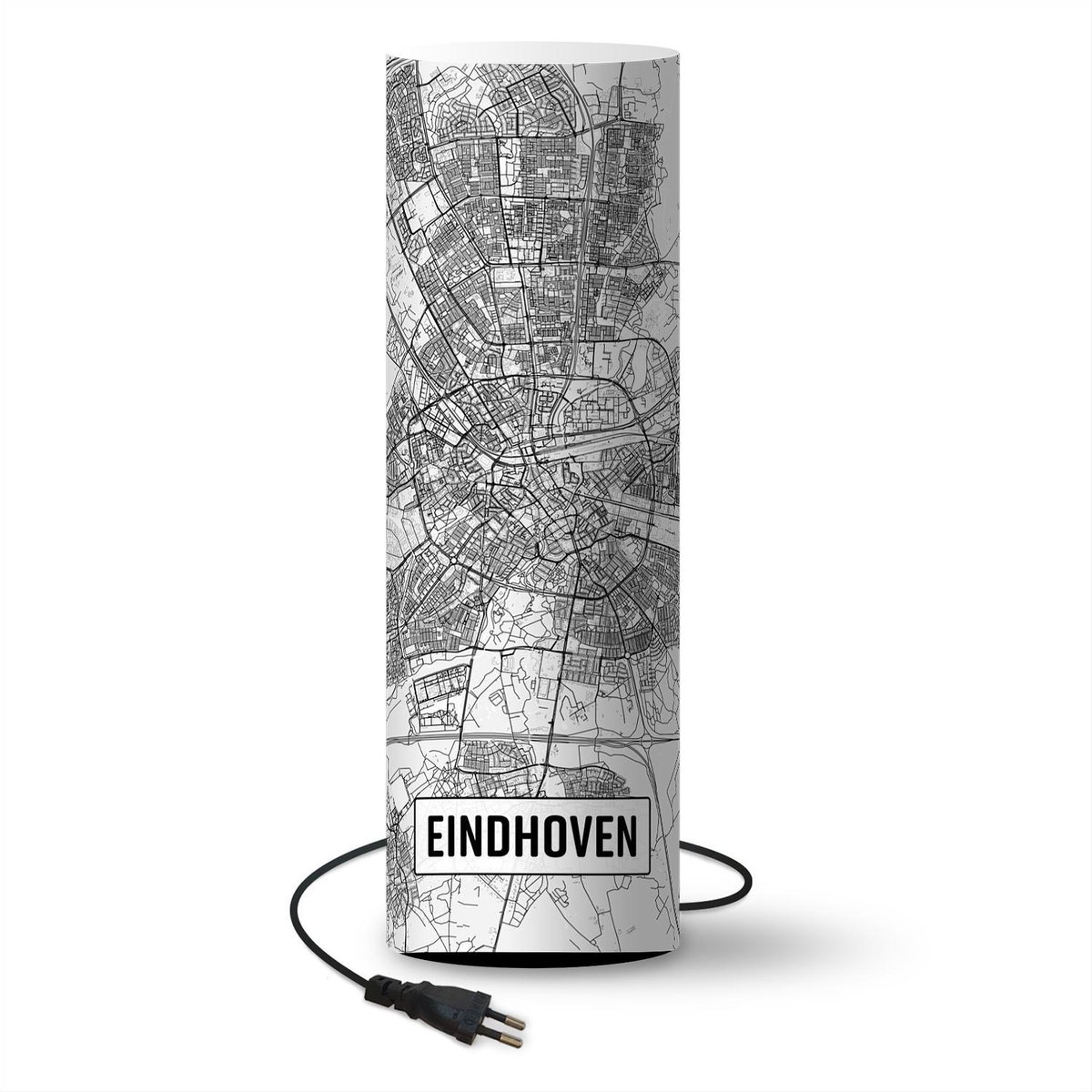 Lamp - Nachtlampje - Tafellamp slaapkamer - Stadskaart Eindhoven - 60 cm hoog - Ø19.1 cm - Inclusief LED lamp - Plattegrond