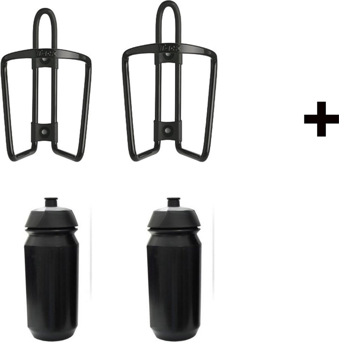 Tacx Shiva 500ml bidons + houders startpakket zwart