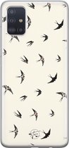 Samsung Galaxy A71 siliconen hoesje - Vogels / Birds - Soft Case Telefoonhoesje - Beige - Print
