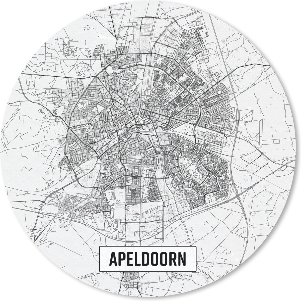 Muismat rond 30x30 cm - Mousepad Stadskaart Apeldoorn - Ronde muismatten
