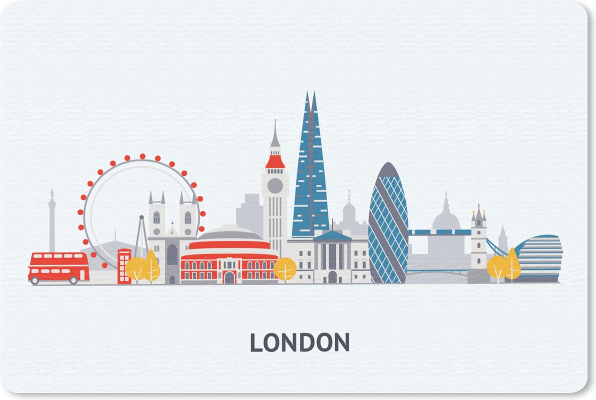Bureau onderlegger 60x40 cm - Muismat Londen - Engeland - Skyline - Bureaulegger xl - Desk mat beschermer - Computer muismatten