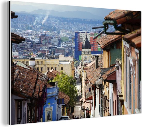 Uitzicht over de stad vanuit het historische gedeelte in Bogota Aluminium 60x40 cm - Foto print op Aluminium (metaal wanddecoratie)