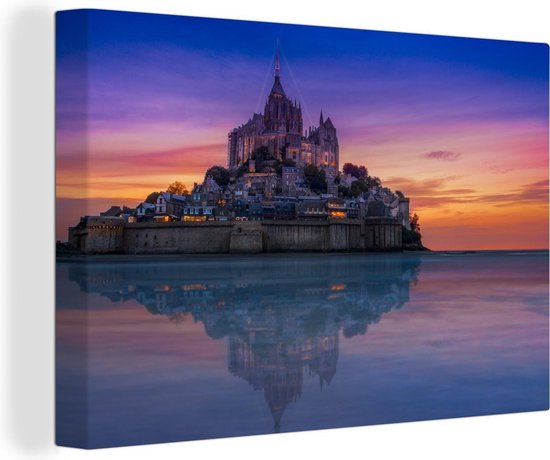 Canvas Schilderij Kasteel - Horizon - Frankrijk - 30x20 cm - Wanddecoratie