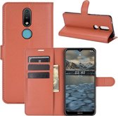 Nokia 2.4 hoesje - MobyDefend Kunstleren Wallet Book Case - Bruin - GSM Hoesje - Telefoonhoesje Geschikt Voor: Nokia 2.4