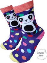 Verjaardag cadeautje - Panda sokken - Kinder Sokken - Leuke sokken - Vrolijke sokken - Luckyday Socks - Sokken met tekst - Aparte Sokken - Socks waar je Happy van wordt - Maat 32-3