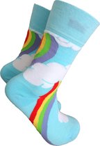 Verjaardag cadeautje voor hem en haar - Regenboog Mismatch - Regenbogen sokken - Leuke sokken - Vrolijke sokken - Luckyday Socks - Sokken met tekst - Aparte Sokken - Socks waar je