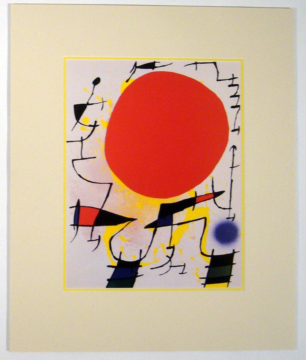 Catch Projecten Poster in dubbel passe-partout - Miro - Le soleil rouge - Kunst - 50 x 60 cm Kleur