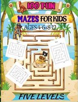 100 Fun Mazes of 5 Levels for Kids 4-6+8-12