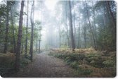 Muismat Mistig bos - Bospad door een mistig bos muismat rubber - 60x40 cm - Muismat met foto