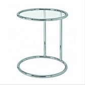 Bijzettafel Tondo Transparant - 45 x 45 Cm (LxB) - 55 Cm Hoog - Rond Verchroomd Onderstel - Glas