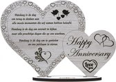 Hartjes jubileum - houten wenskaart - kaart van hout -  … jaar getrouwd - Happy Anniversary - 17.5 x 25 cm