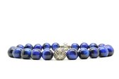 Beaddhism - Armband - Blauwe Tijger - Zilver - Kashmir - 8 mm - 19 cm