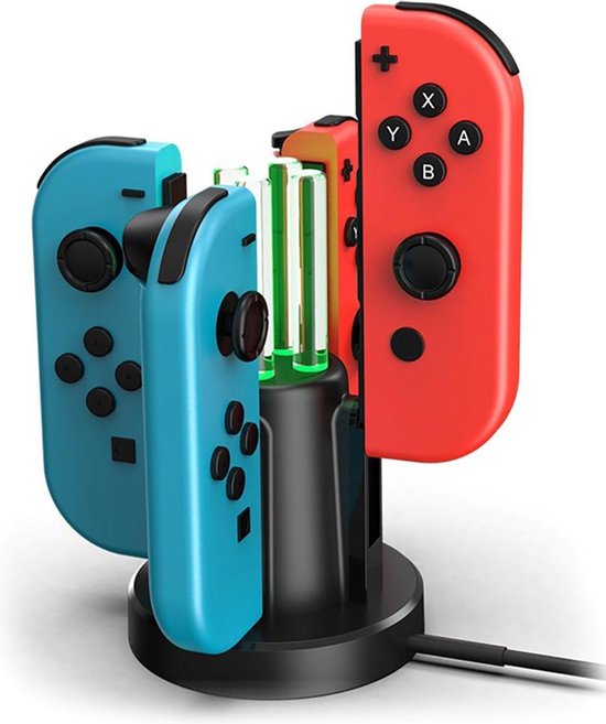 Switch joy con charger - docking station - Nintendo switch  - oplaadstation 4 joy-con - oplaadstation voor 4 Nintendo Switch Joy-Cons - nintendo switch oplaadstation - joy-con opladen - PrimePlus