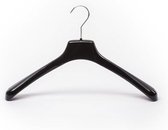 TopHangers [Set van 10] Stevige zwarte kunststof kledinghangers / garderobehangers / kolberthangers / jashangers met brede schouders voor een mooie presentatie en een perfecte onde