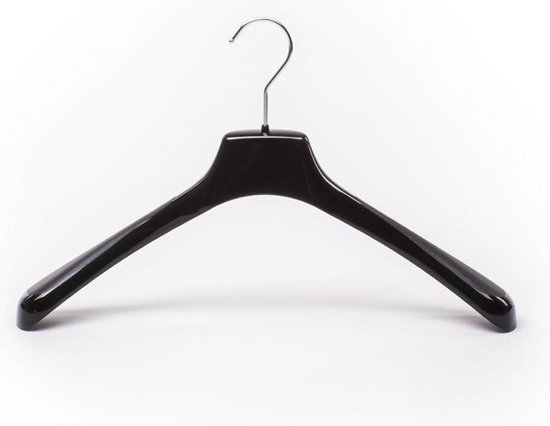 TopHangers [Set van 10] Stevige zwarte kunststof kledinghangers /  garderobehangers /... | bol.com