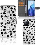 Telefoonhoesje Xiaomi Mi 11 Wallet Book Case met Pasjeshouder Silver Punk