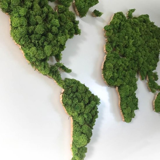 Création Hoentjen, carte du monde en bois - mousse de renne