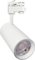 LED Railverlichting - Track Spot - Froty Miyona - 30W - 3 Fase - Rond - Natuurlijk Wit 4000K - Mat Wit - Aluminium