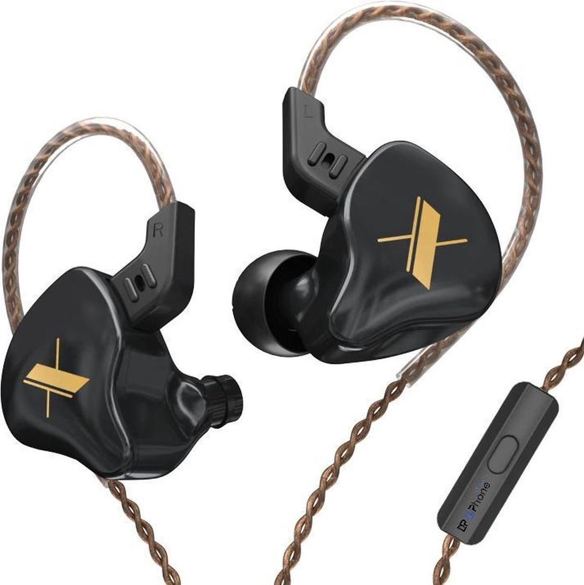 DrPhone KZ10 In-Ear Magnetische Oordoppen – 3.5 mm - Microfoon – HiFi Audio Geluid - Ergonomische In-Ear Earbuds - Zwart