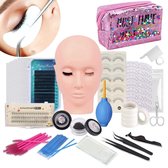 Lash Pro® Wimperextensions Starters Pakket - Wimperlifting set - Uitgebreide Wimperstyliste set inclusief opberg tas professionele mannequin hoofd - Professional Wimperlifting