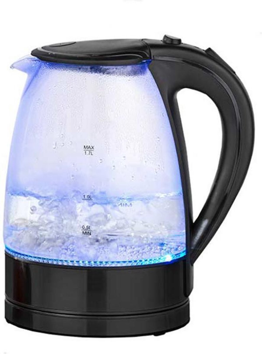 YILTEX – Waterkoker – 1.7 liter – Glas – RVS – LED verlichting – Waterkokers - Zwart