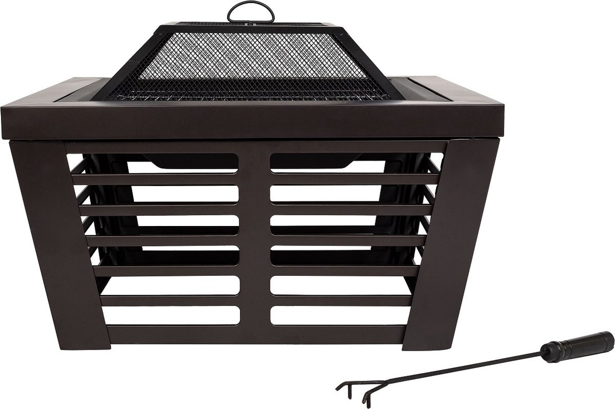 Bol.com La Hacienda - Vuurkorf Elda incl. grillrooster -   - Staal - Terrasverwarmer - Heater - Zwart aanbieding