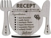 Recept huwelijk - houten wenskaart - kaart van hout - gefeliciteerd - huwelijkscadeau - Mr & Mrs - 12.5 x 17.5 cm