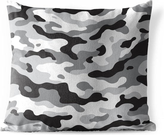 Buitenkussens - Tuin - Zwart-wit camouflage patroon - 40x40 cm