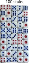 Witte Dobbelstenen - bordspel - yahtzee - monopoly - poker - dobbelen - kaartspel - spel - spelletjes - kleur WIT - 100 stuks