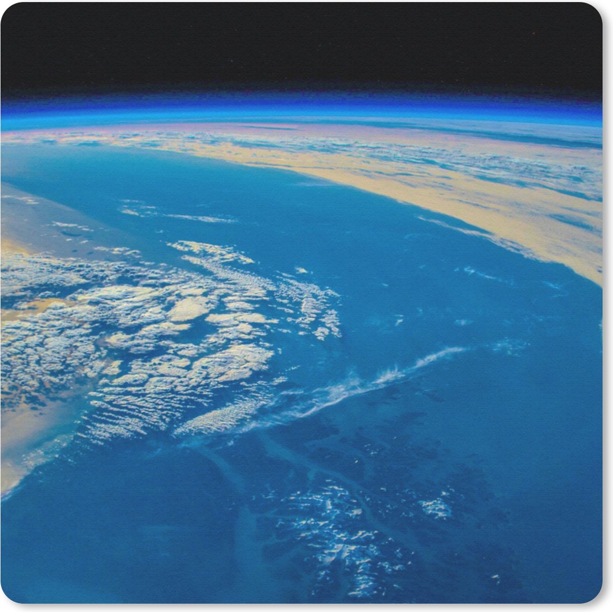 Muismataarde - De planeet aarde vanaf de ruimte muismat rubber - 20x20 cm - Muismat met foto