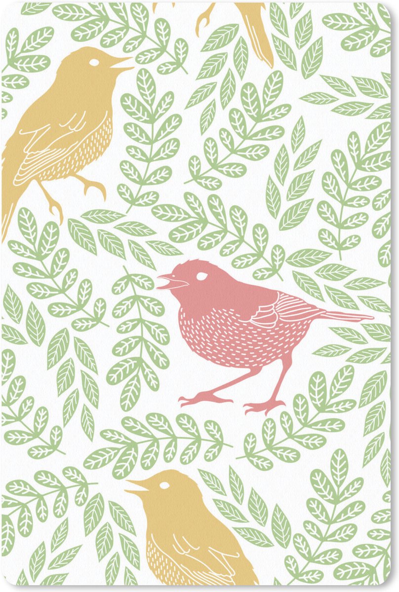 Muismat Bloemen Patroon - Patroon zangvogels muismat rubber - 18x27 cm - Muismat met foto