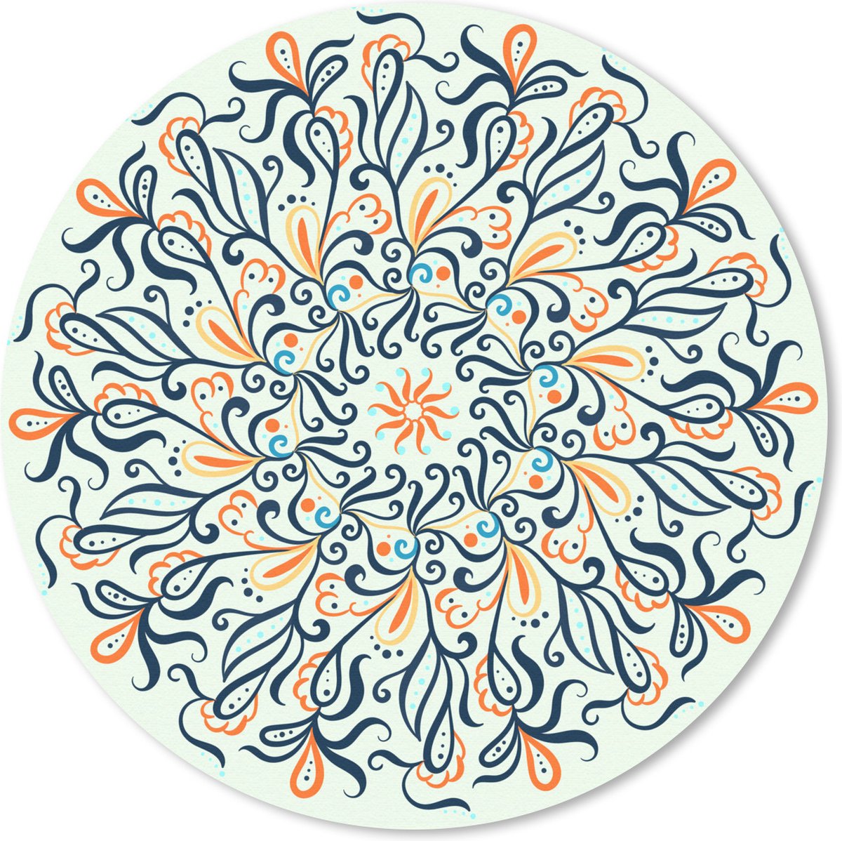 Muismat Vierkant patroon 1:1 - Vierkant patroon met een versierde mandala op een lichte achtergrond Muismat rond - 30x30 cm - Muismat met foto