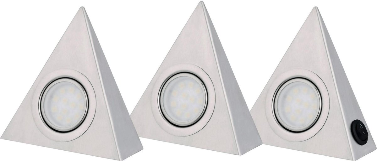 pint leugenaar Sterkte 3-delige set LED driehoek spot RVS * warm wit licht * driehoekspot *  keukenverlichting... | bol.com