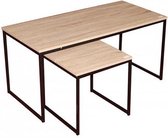 2-delige Salontafel & Bijzettafel – Industrieel - 100x48x48 & 40x40x40 cm