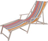 Kleurmeester.nl | Strandstoel met voetsteun Jour de Fete - Opklapbaar - Beukenhout - Outdoor stof | Multicolor Gestreept