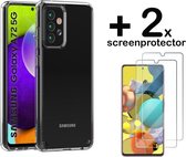 Samsung A72 Backcover Hybride Transparant Siliconen Case TPU Hoesje + 2 x Screenprotector
