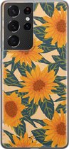 Samsung Galaxy S21 Ultra siliconen hoesje - Zonnebloemen - Soft Case Telefoonhoesje - Geel - Bloemen