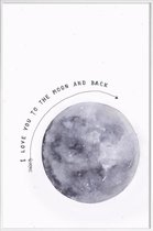 JUNIQE - Poster in kunststof lijst Moon -40x60 /Grijs & Wit