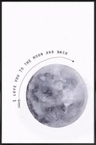 JUNIQE - Poster met kunststof lijst Moon -13x18 /Grijs & Wit