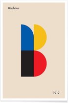 JUNIQE - Poster B for Bauhaus -60x90 /Blauw & Ivoor
