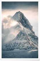 JUNIQE - Poster Sneeuw berg foto -60x90 /Grijs & Wit