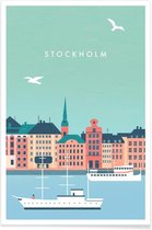JUNIQE - Poster Stockholm - retro -30x45 /Kleurrijk